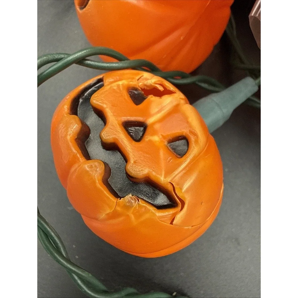 2 Sets Plastic Blinking String Lights Halloween Jack O Lantern Pumpkin 9' Each